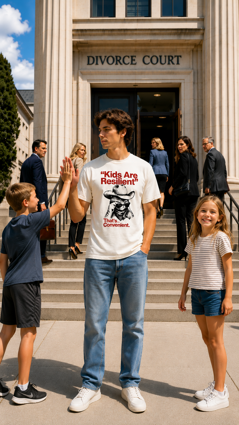 "Kids Are Resilient, That's Convenient" Christian T-Shirt, Matthew 18:6 Front Only